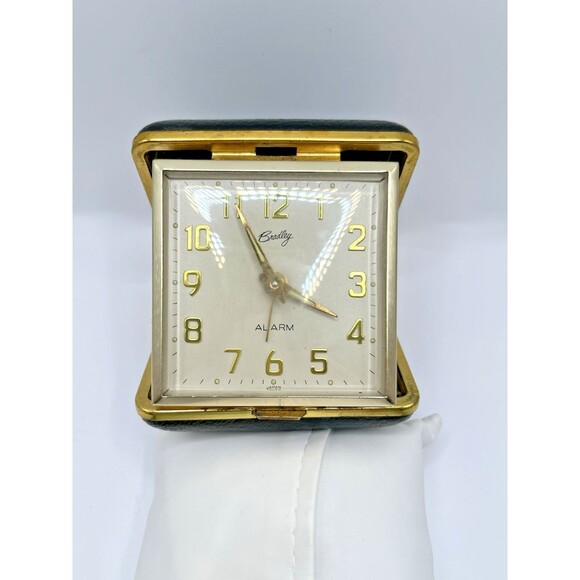 Bradley  Folding Travel Alarm Clock in Case Vintage Wind up Mechanical Works - Picture 2 of 9